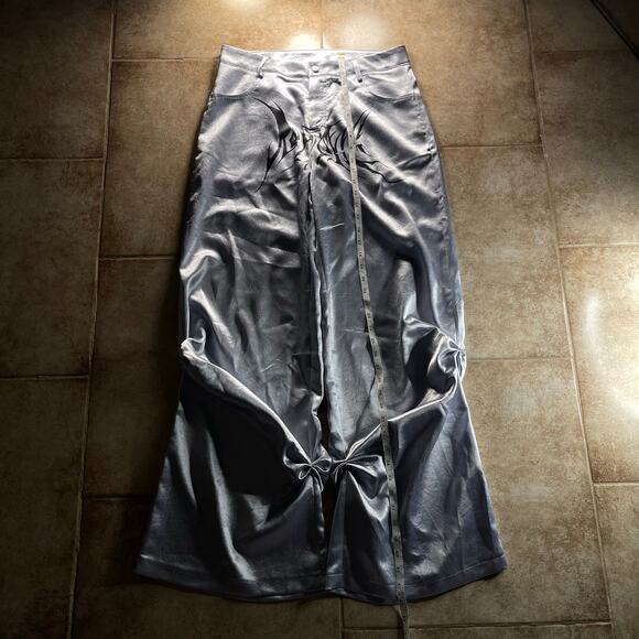 Gothic Crotch Print Silver Baggy Pants - Picture 8 of 10